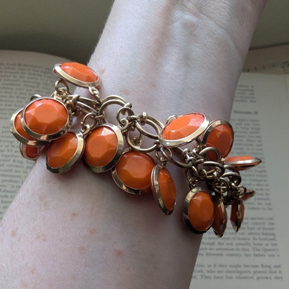 Elegant Orange and Gold Charm Bracelet